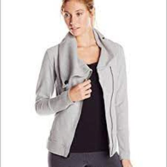 LUCY Hatha Flow Asymmetrical Grey Zipper Workout Yoga Jacket M - Picture 2 of 10